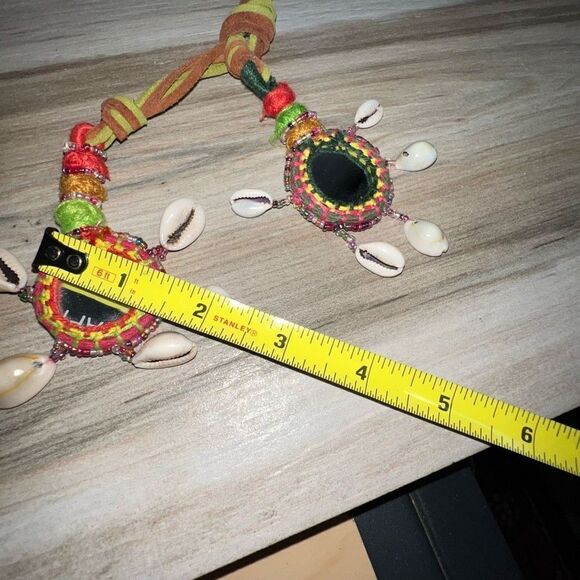Morrocan Beaded She’ll Necklace Women’s Multi Colored Long ￼Textile Statement - Picture 7 of 7